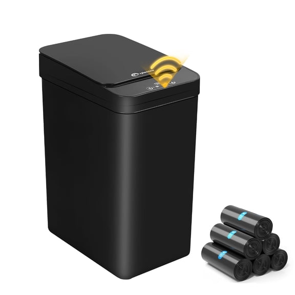 Black Bathroom Trash Can 2.6 Gallon Motion Sensor Cans Automatic Touchless Garbage Bin Small Smart for Bathroom,Kitchen, Toilet, Bedroom, RV