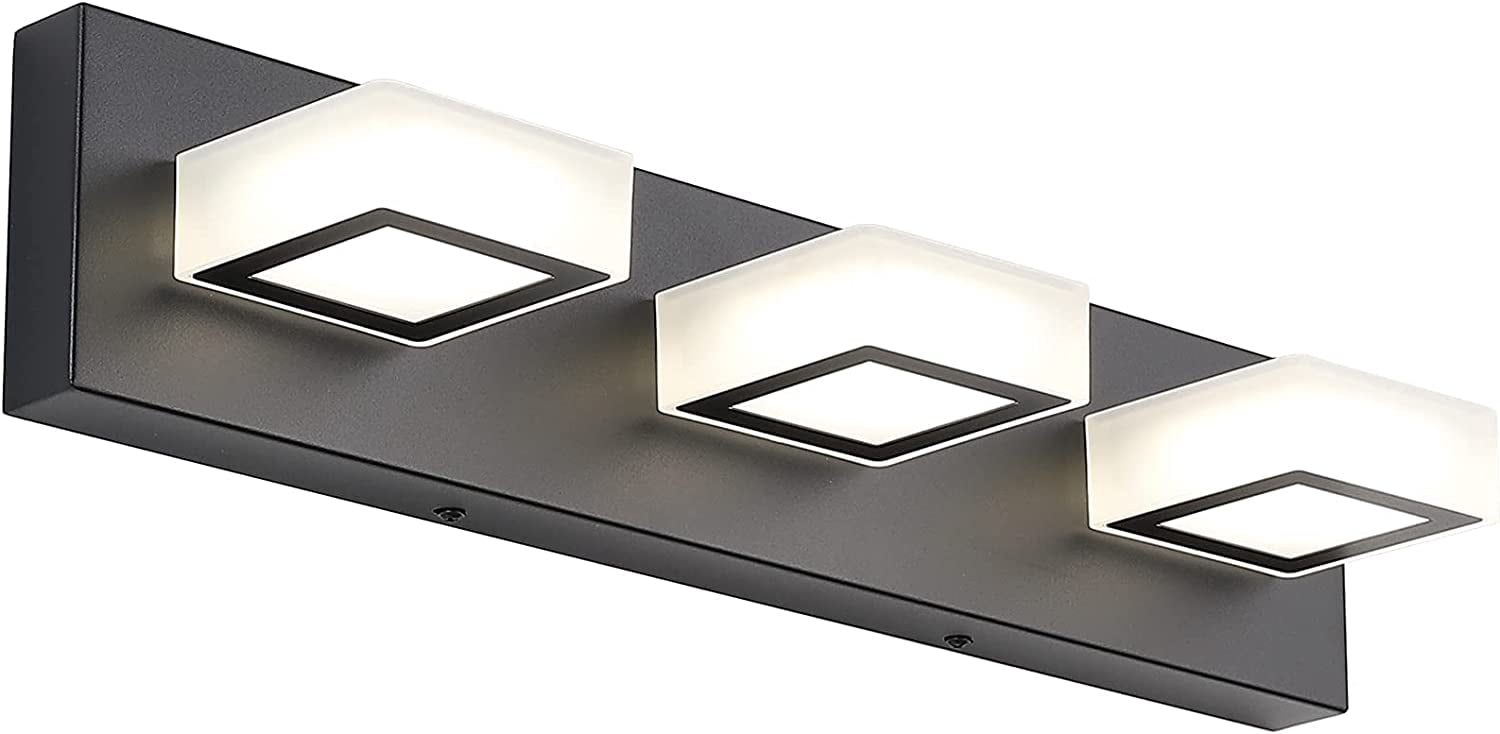Black Bathroom Vanity Lights 3 Lights Acrylic Modern LED Black Vanity ...