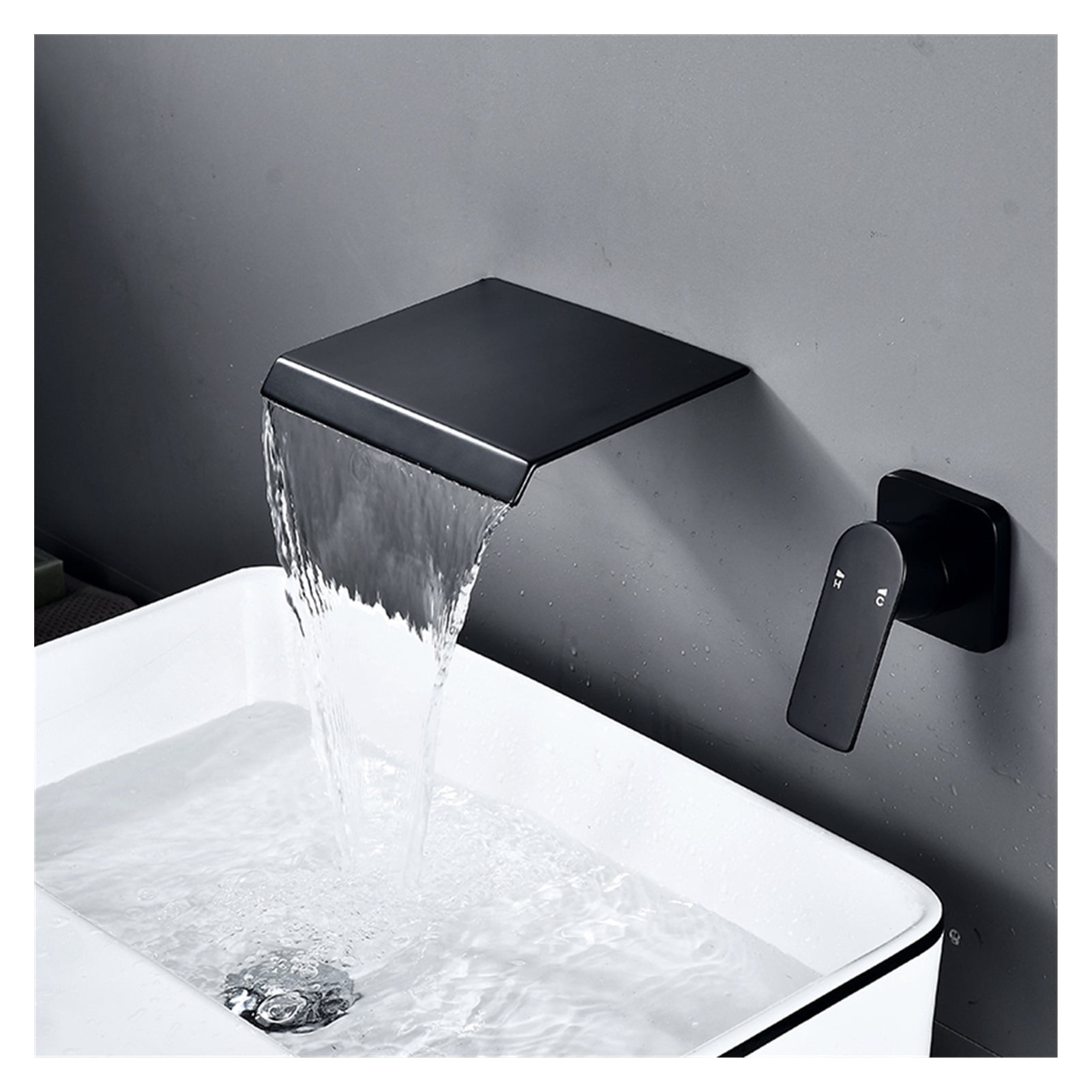 Black Bathroom Waterfall Basin Mixer Faucet Single Lever Wall Mounted Washing Basin Taps Brushed Gold Waterfall Bath Mixer Tap ,Effortless Installation