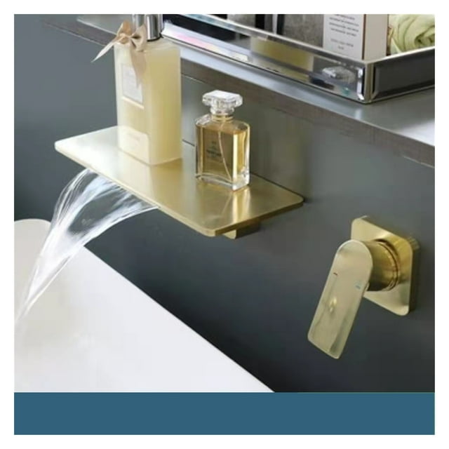 Black Bathroom Waterfall Basin Mixer Faucet Single Lever Wall Mounted