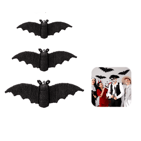 Black Bats Halloween Decoration Mini 3D Plastic Bat Party Artificial Bats for Crafts Creepy Scary Prank