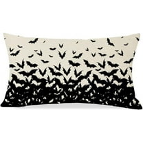 Black Bats Halloween Pillow Covers 12x20 Happy Halloween Lumbar Pillow Decorative Throw Pillow Case Fall Throw Pillow Decorations Couch Cushion Covers Outdoor Decor