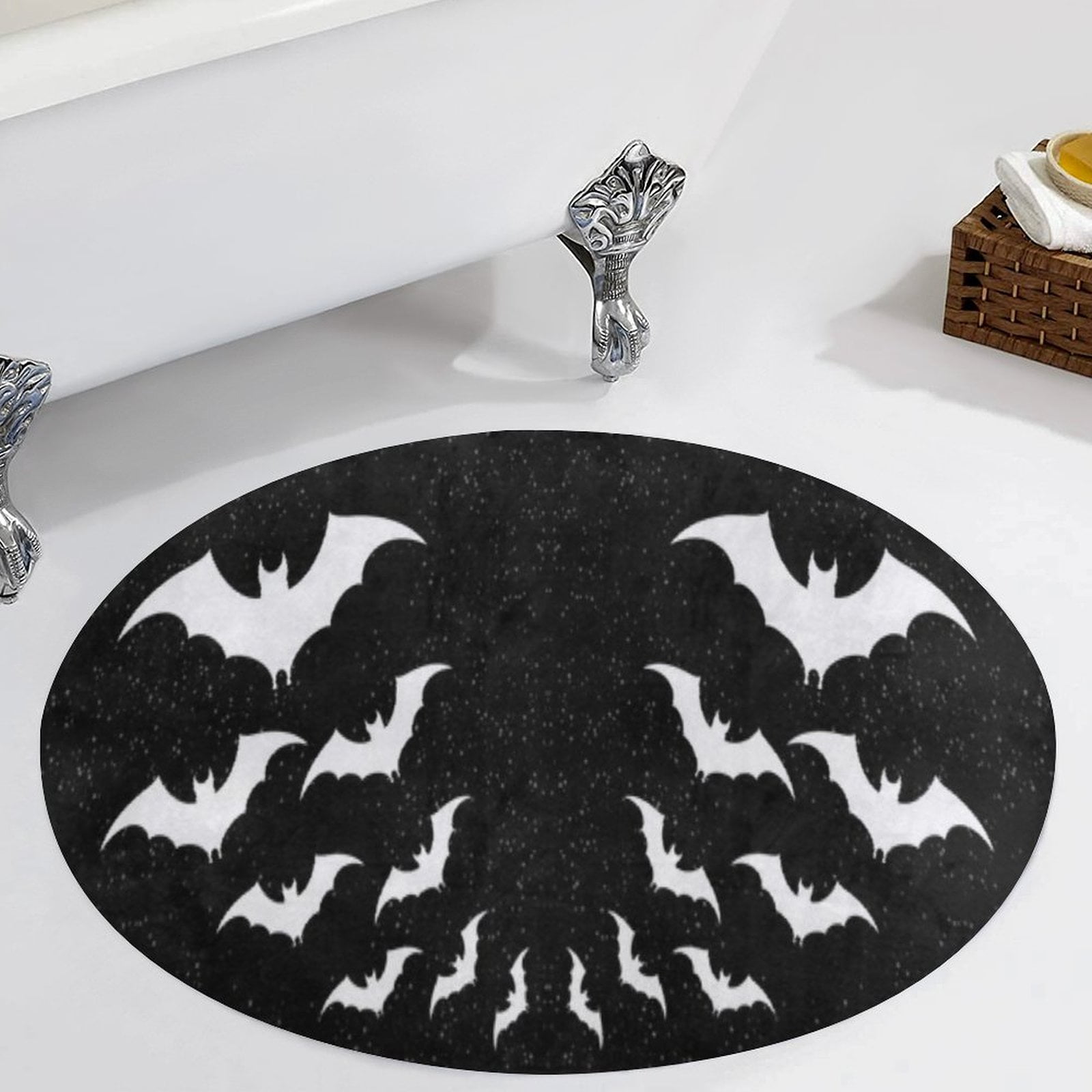 Black Bats Round Carpet Circle Rug Outdoor Patio Area Rug Washable ...