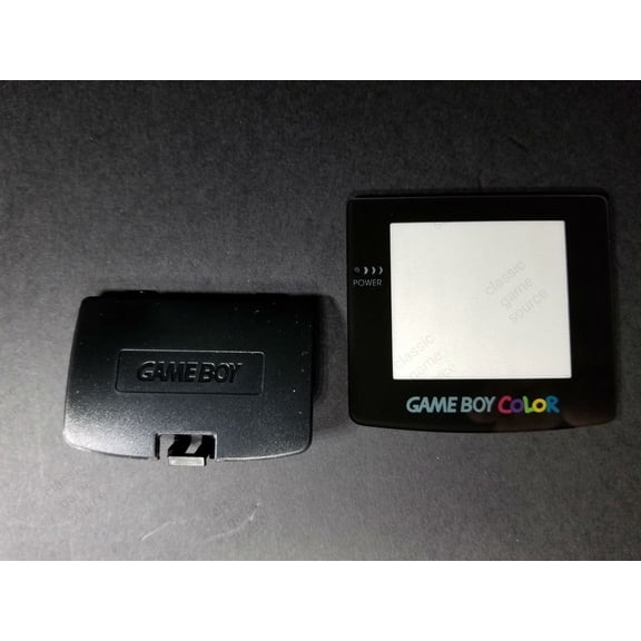 Black Battery Cover lid with Logo & Glass Screen Lens for Game Boy Color B23