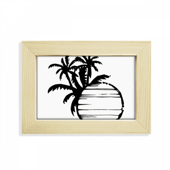 Black Beach Coconut Tree Outline Desktop Decorate Photo Frame Picture Art Painting 5x7 inch