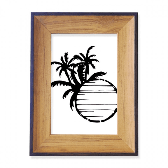 Black Beach Coconut Tree Outline Photo Frame Exhibition Display Art Desktop Painting