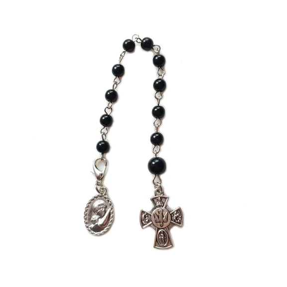Black Beaded Catholic Rosary Simple Bangle Must-Have Accessory for Women Men