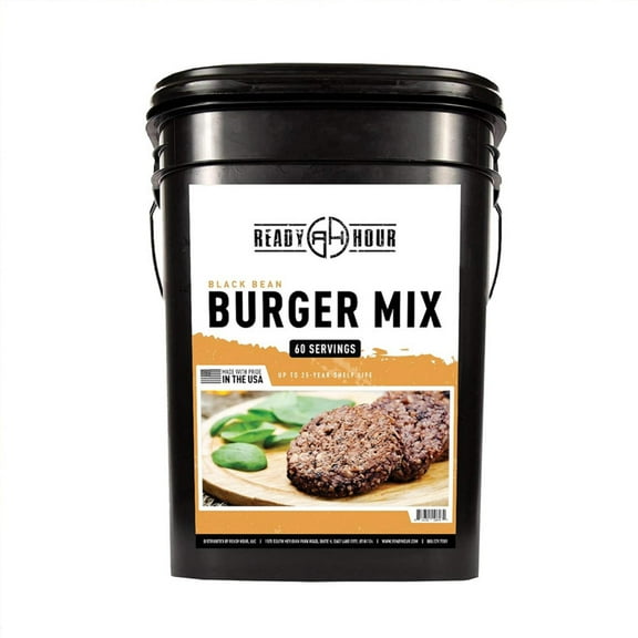 Black Bean Burger Mix, Real Non-Perishable Recipe, 25-Year Shelf Life, Emergency and Adventure Food Supply, Includes 10 Resealable Pouches, 60 Servings