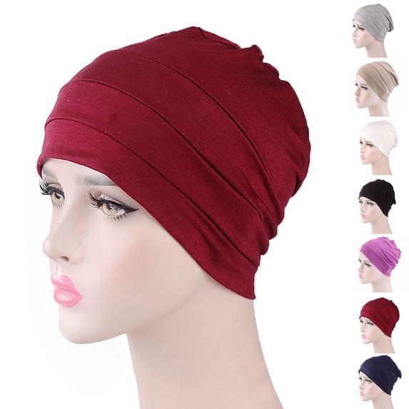 Black Beanie Turban Headwear for Women Polyester,Spandex Long Solid Color African Shawl Hair Scarfs Lightweight Breathable Head Bands Ties for Black Women One Size