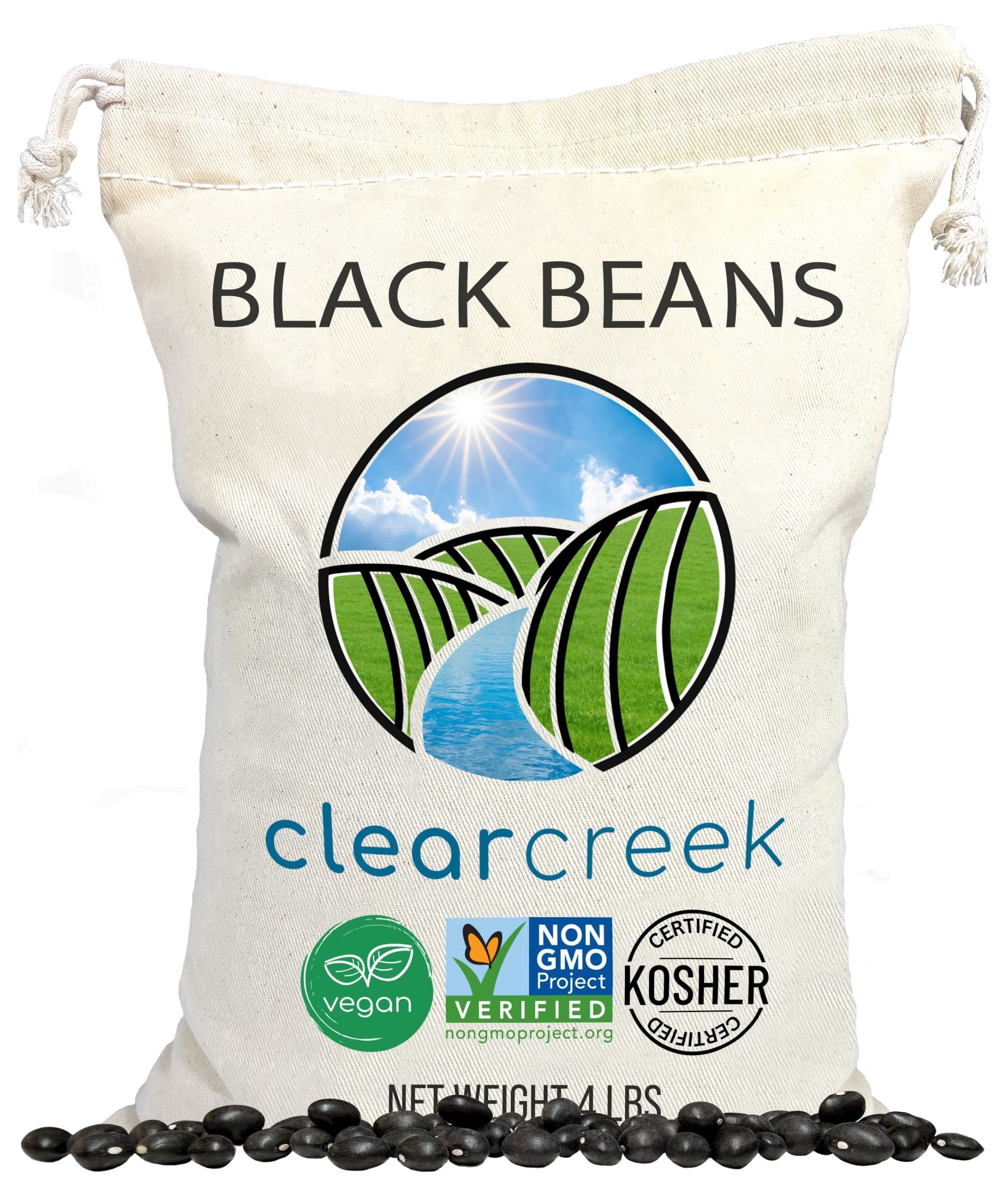 Washington State Black Beans | 4 LB Bag | Non-GMO | Vegan | Kosher | Non-Irradiated | Dry Black Beans | Frijoles Negros