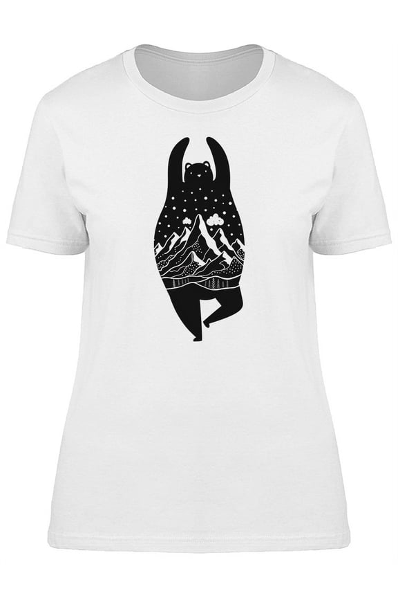 Black Bear And Mountain Clouds T-Shirt Women -Image by Shutterstock, Female Medium