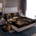 thumbnail image 1 of Black Bear Bed Sheets Set,3D Bear Print Sheet Set,Jungle Wildlife Sheets King Size,Black Animal Flat Fitted Sheet,Rustic Farmhouse Top Sheet, 1 of 7