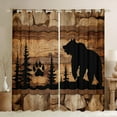 thumbnail image 1 of Black Bear Blackout&nbsp;Curtains Brown Wooden Plank Curtains&nbsp;&&nbsp;Drapes,Animal Paw Print Pine Trees&nbsp;Curtains Woodland Retro Patchwork Lodge Cabin Farmhouse Rustic Home Decor, 1 of 5