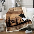 thumbnail image 1 of Black Bear Blanket 40"x50" Brown Wooden Plank Throw Blanket,Animal Paw Print Pine Trees Fleece Blanket Woodland Wildlife Retro Patchwork Blanket,Lodge Cabin Farmhouse Rustic Home Decor, 1 of 5