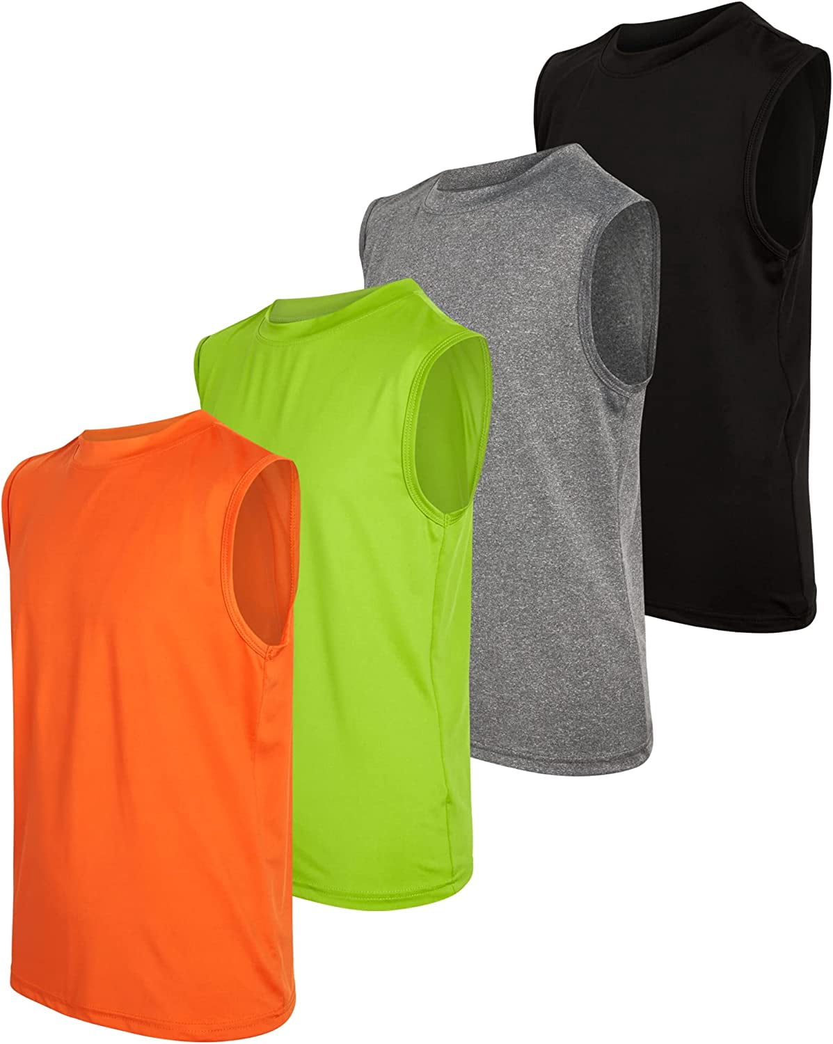 Black Bear Boys' Athletic Tank Tops - 4 Pack Dry Fit Performance Muscle Shirts for Boys (Sizes:4-18)