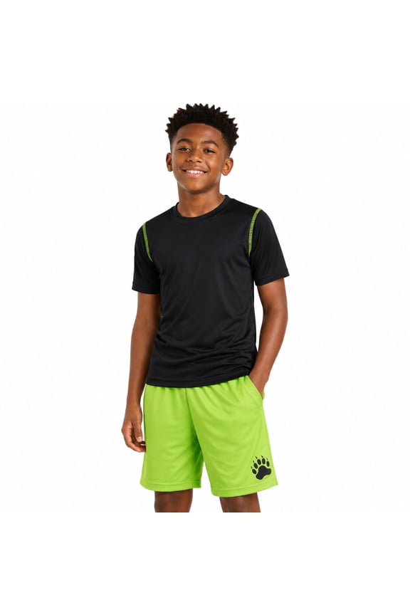 Boys Short Sets Tagless Short Sleeve Athletic T-Shirt and Performance Shorts 2 Piece
