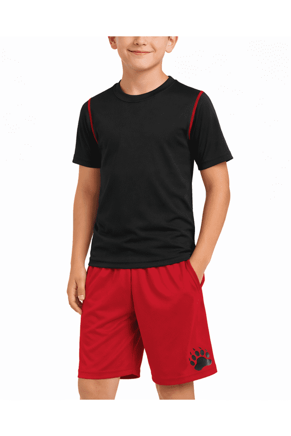 Active Boys Short Sets - 2 Piece Short Sleeve T-Shirt and Shorts Boys Athletic Set (8-18)