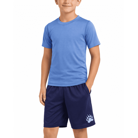 Black Bear Active Boys Short Sets - 2 Piece Short Sleeve T-Shirt and Shorts Boys Athletic Set (8-18)