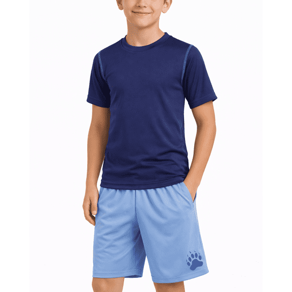 Black Bear Active Boys Short Sets - 2 Piece Short Sleeve T-Shirt and Shorts Boys Athletic Set (8-18)