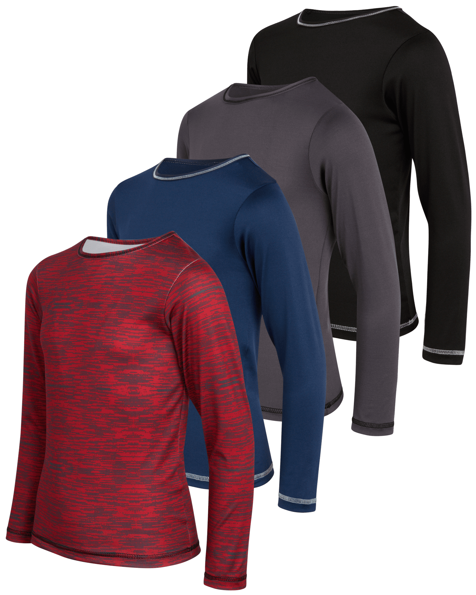 Black Bear Boys’ Athletic Long Sleeve T-Shirt ? 4 Pack Performance Dry-Fit Black Bear Boys' Dry-Fit Athletic Long Sleeve T-Shirts - 4