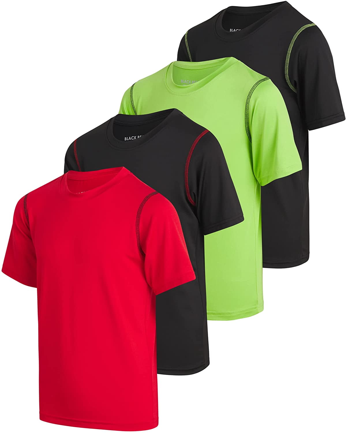 Black Bear Boys’ Athletic T-Shirt – 4 Pack Active Performance Dry-Fit Sports Tee (Sizes: 4-18)