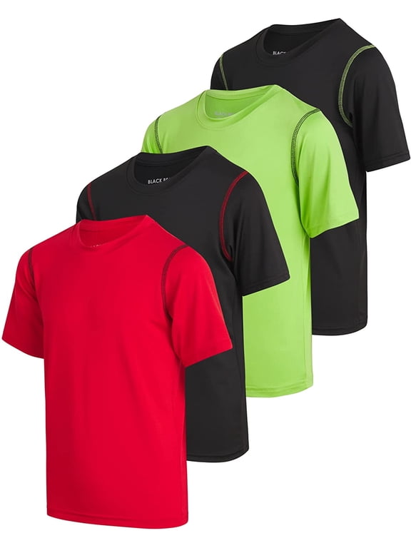 Boys’ Athletic T-Shirt – 4 Pack Active Performance Dry-Fit Sports Tee (Sizes: 4-18)