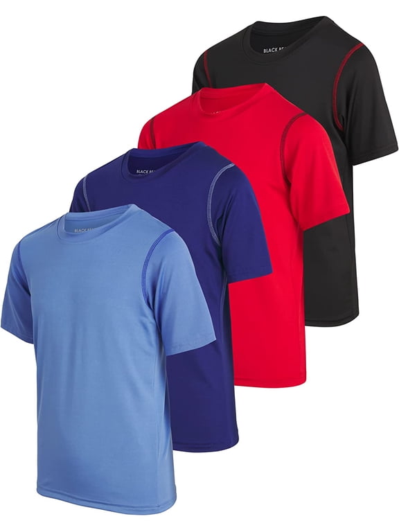 Boys’ Athletic T-Shirt – 4 Pack Active Performance Dry-Fit Sports Tee (Sizes: 4-18)