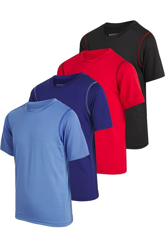 Boys’ Athletic T-Shirt – 4 Pack Active Performance Dry-Fit Sports Tee (Sizes: 4-18)
