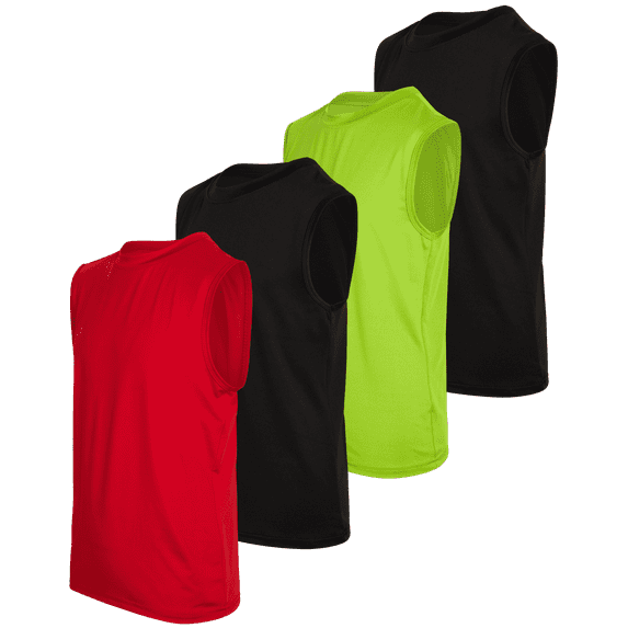Black Bear Boys' Athletic Tank Tops - 4 Pack Dry Fit Performance Muscle Shirts for Boys (Sizes:4-18)