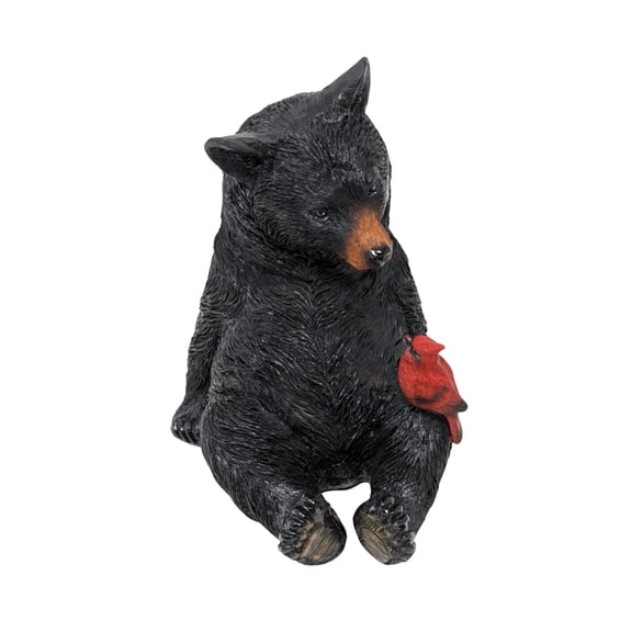 Black Bear with Cardinal Money Bank Figurine  Beautifully Crafted Resin Dcor for Rustic Homes  A Functional Money Bank with Wildlife Charm  Great Gift for Nature and Animal Lovers