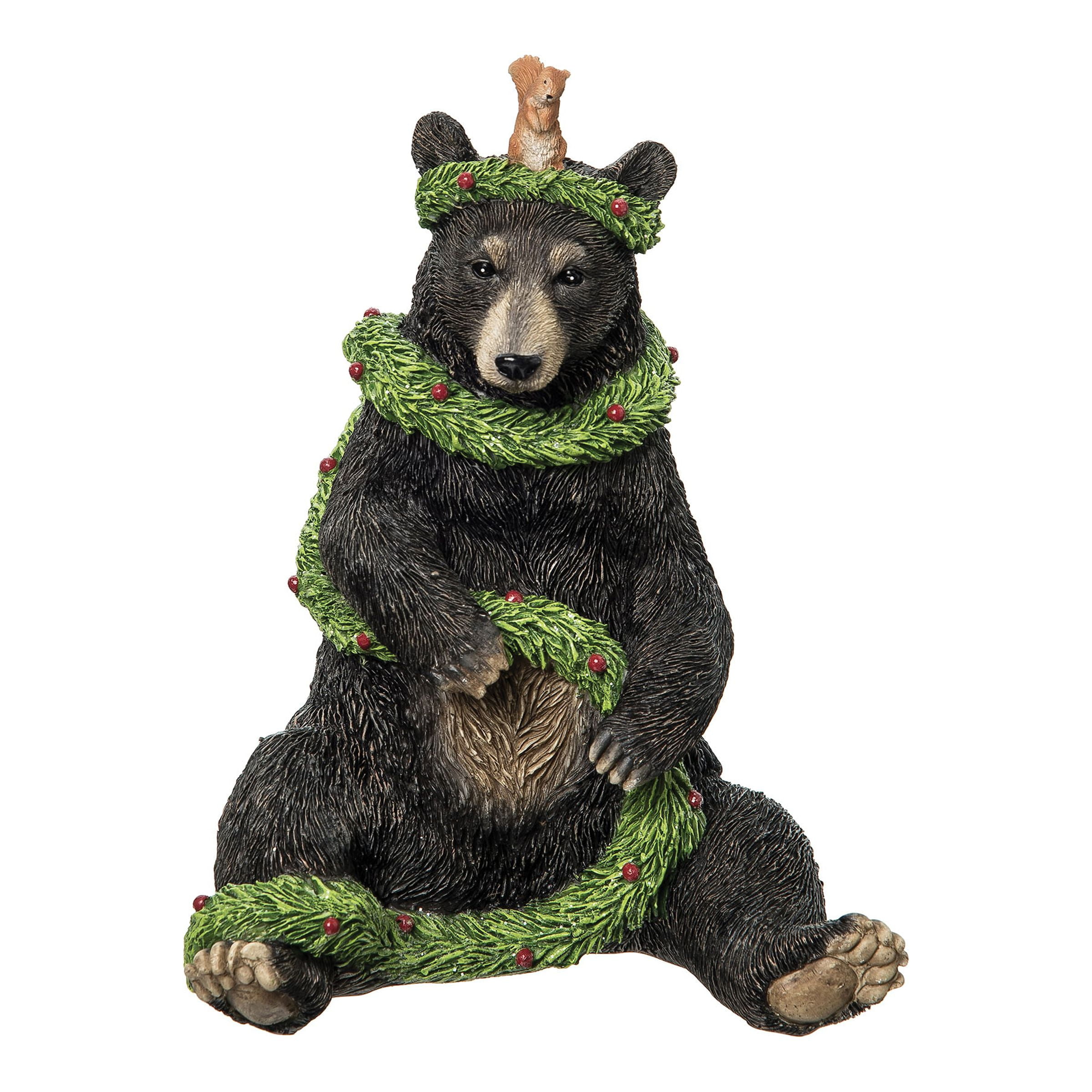 Black Bear Christmas And Holiday with Squirrel and Garland Figure