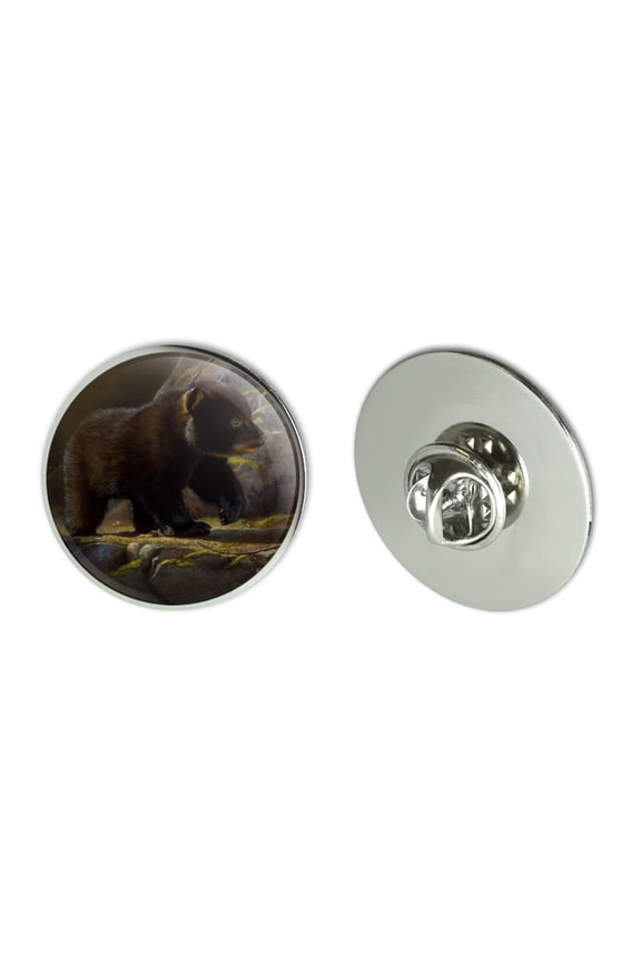 Black Bear Cub in the Morning Metal 1.1" Tie Tack Hat Lapel Pin Pinback