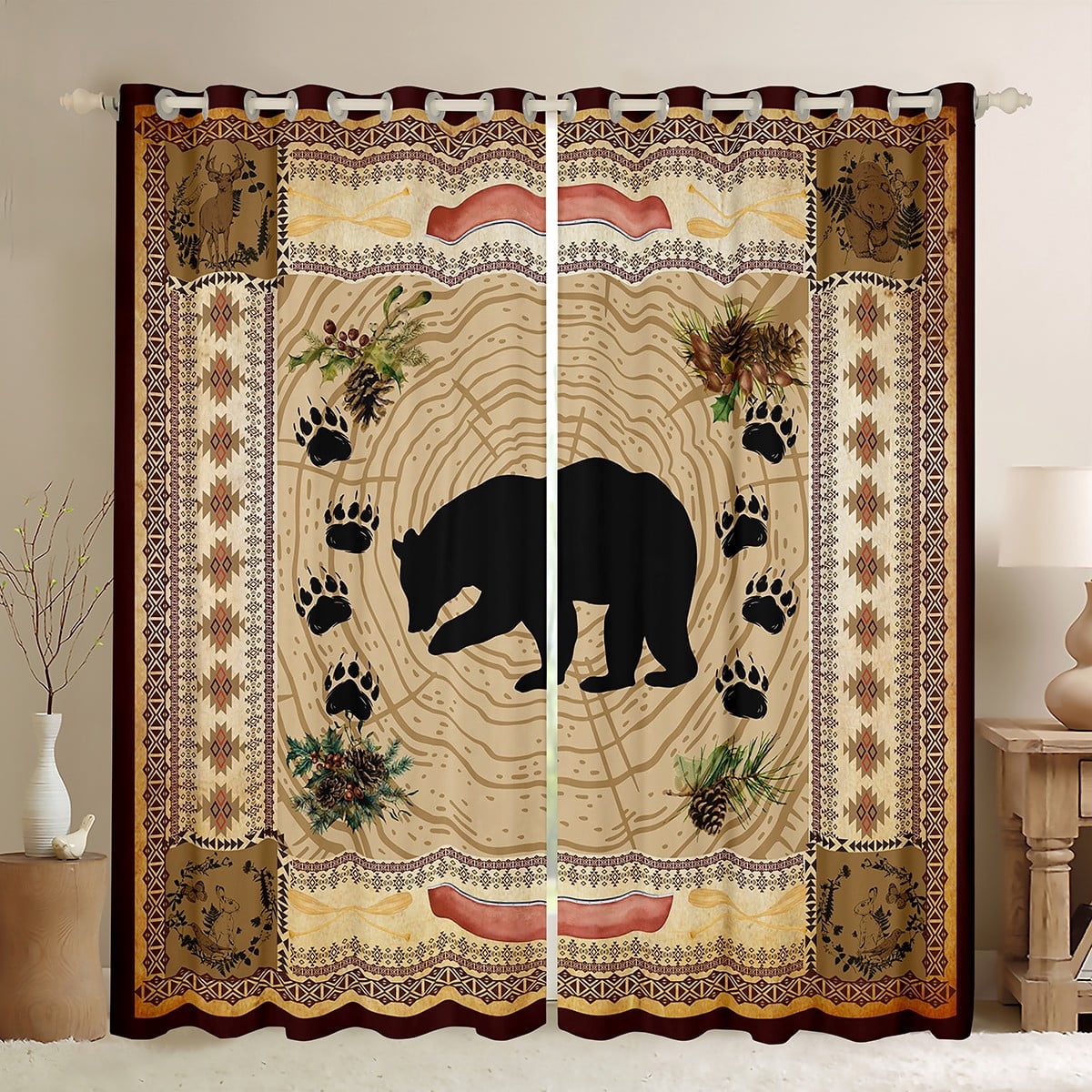 Sacred Bear Totem Curtains NCU0NTV939