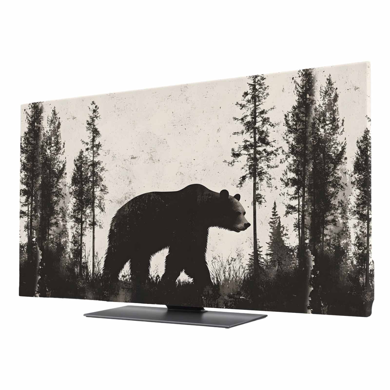 Black Bear Elastic Indoor TV Cover 85
