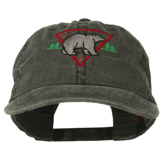 Black Bear Embroidered Washed Cap - Black OSFM