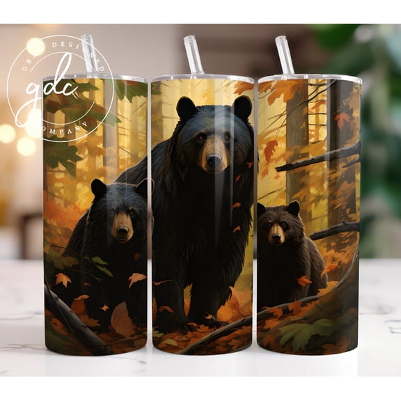 Black Bear Family 20oz Tumbler Sublimation Design