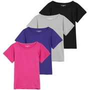Black Bear Girls’ Athletic T-Shirt – 4 Pack Active Performance Dry-Fit Sports Tee (4-18)