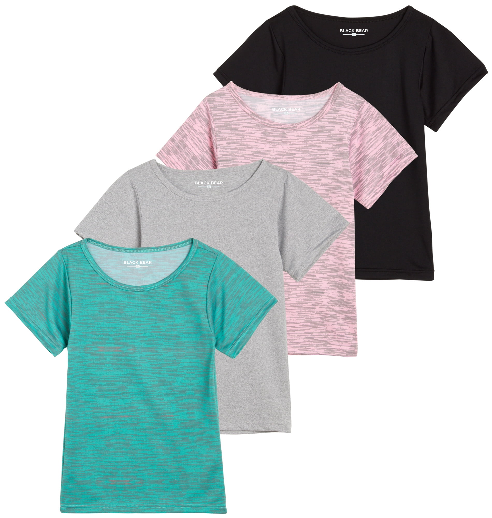 Black Bear Girls’ Athletic T-Shirt – 4 Pack Active Performance Dry-Fit ...