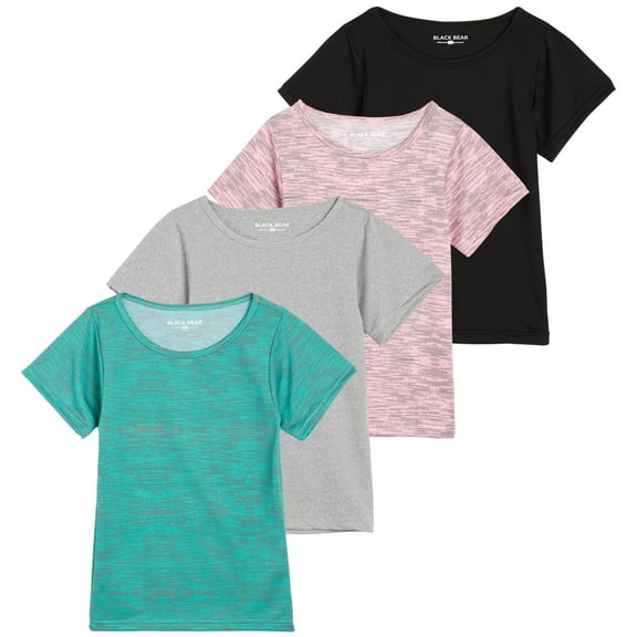 Black Bear Girls’ Athletic T-Shirt – 4 Pack Active Performance Dry-Fit Sports Tee (4-18)