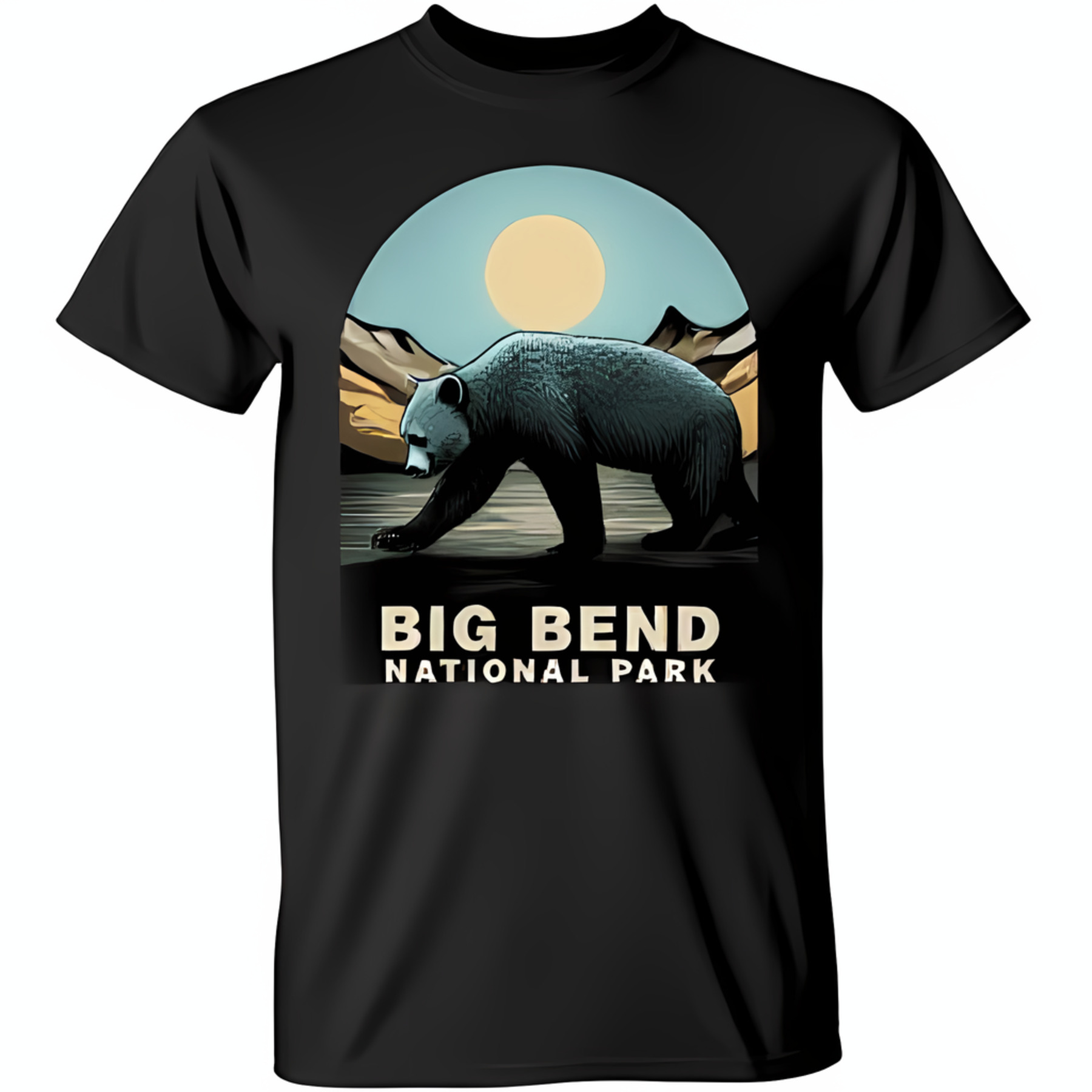 Black Bear Graphic TShirt Big Bend Park Design