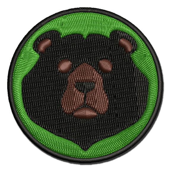 Black Bear Head Applique Multi-Color Embroidered Hook & Loop Patch - 2.5 Inch Small