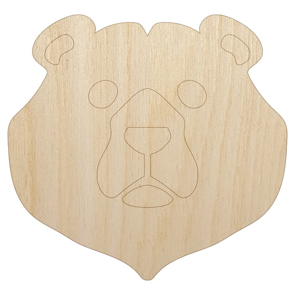 Black Bear Head Wood Shape Unfinished Piece Cutout Craft DIY Projects - 4.70 Inch Size - 1/4 Inch Thick