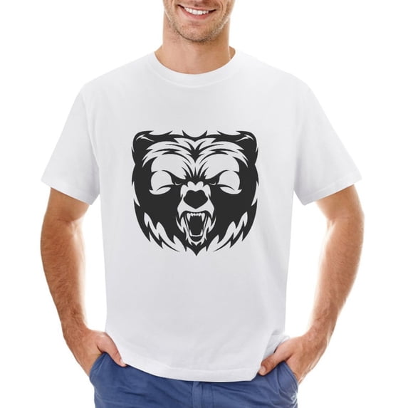 Black Bear Men’s Graphic T-shirt Vintage Short Sleeve Sport Tee White 3XL