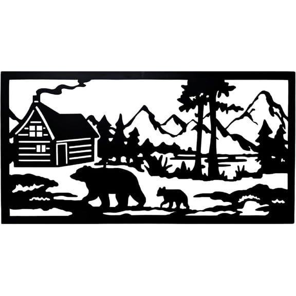 Black Bear Metal Wall Plaque – Rustic Lodge Cabin Decor & Woodland Accent for Any Room