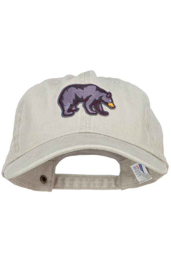 Black Bear Patched Washed Cotton Twill Cap - Stone OSFM