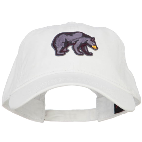 Black Bear Patched Washed Cotton Twill Cap - White OSFM