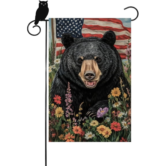 Black Bear Patriotic Decorative Garden Flag Double Sided 12 x 18 Inch Outdoor Flower Yard Home Decor