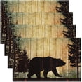 thumbnail image 1 of Black Bear Placemats Wild Animal Place Mats Rustic Wooden Cabin Nature Wildlife Wipeable Placemats for Dining Table Kitchen Patio Camping Oil Painting Plant Pine Tree Table Mats 12x18 Pack of 4, 1 of 4