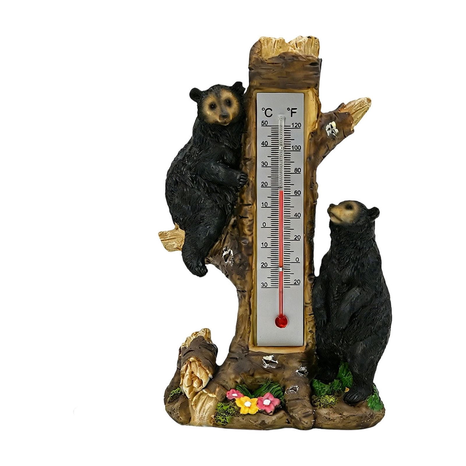 Black Bear Resin Wall Thermometer, Outdoor & Indoor Hanging Decorative Thermometer, Garden Patio Decor