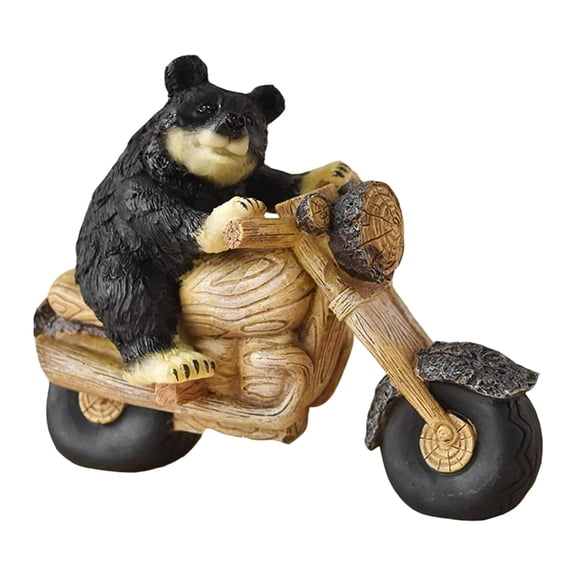 Black Bear Riding Motorcycle Statue Resins Biker Sculpture Decors For Entryway TV Cabinet Home Decors Ornament